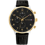 Tommy Hilfiger Leonard 1791986 Two-Tone Case Black Dial Black Leather Men's Watch