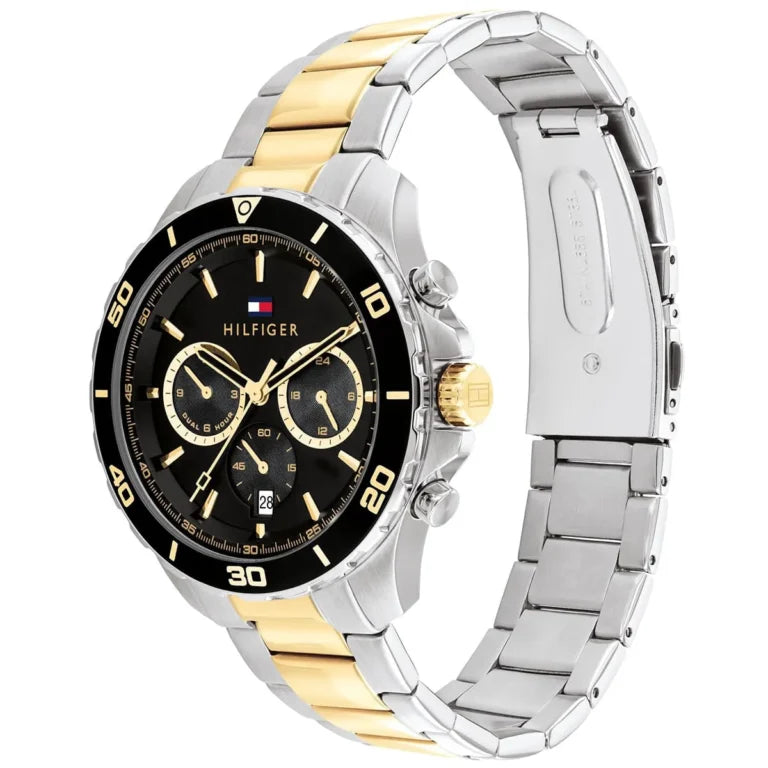 Tommy Hilfiger Jordan 1792095 Two-Tone Silver & Gold Black Dial Men's Watch