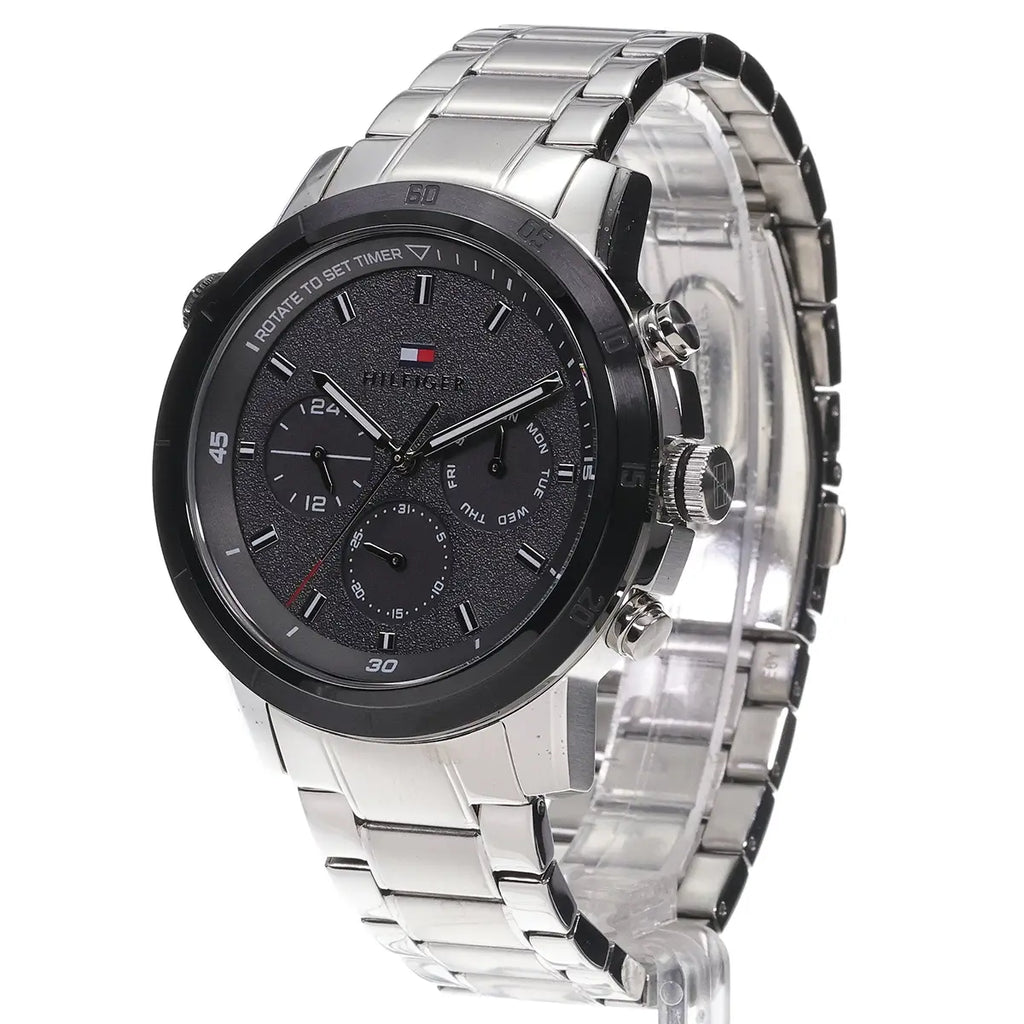 Tommy Hilfiger Troy 1792106 Silver Steel Case Black Dial Men's Watch