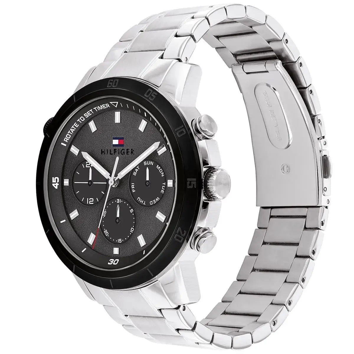 Tommy Hilfiger Troy 1792106 Silver Steel Case Black Dial Men's Watch