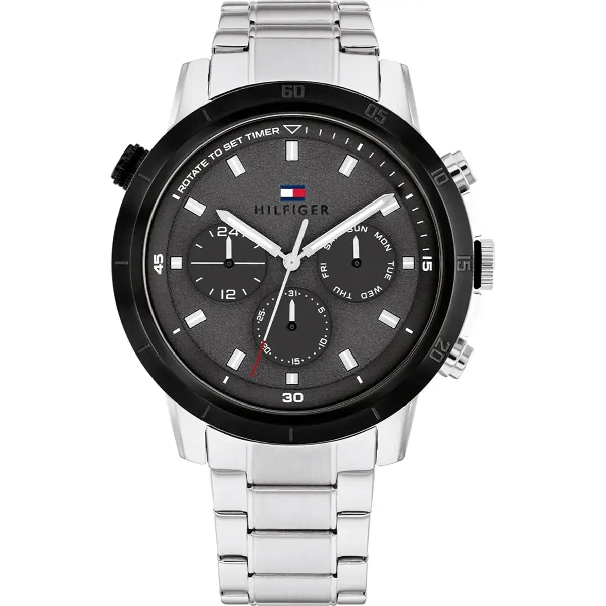 Tommy Hilfiger Troy 1792106 Silver Steel Case Black Dial Men's Watch
