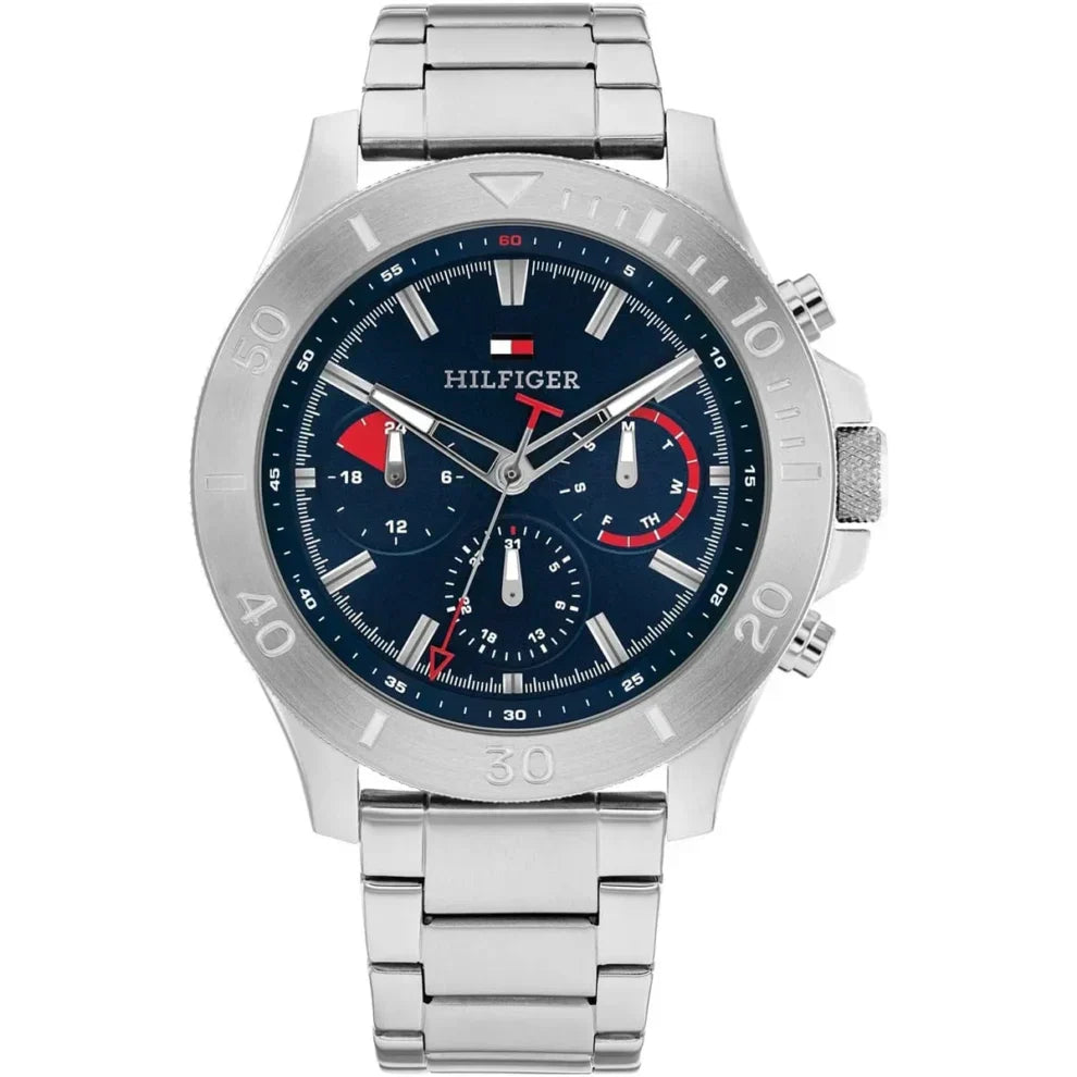 Tommy Hilfiger Bryan 1792113 Men's Silver Case Blue Dial Steel Watch