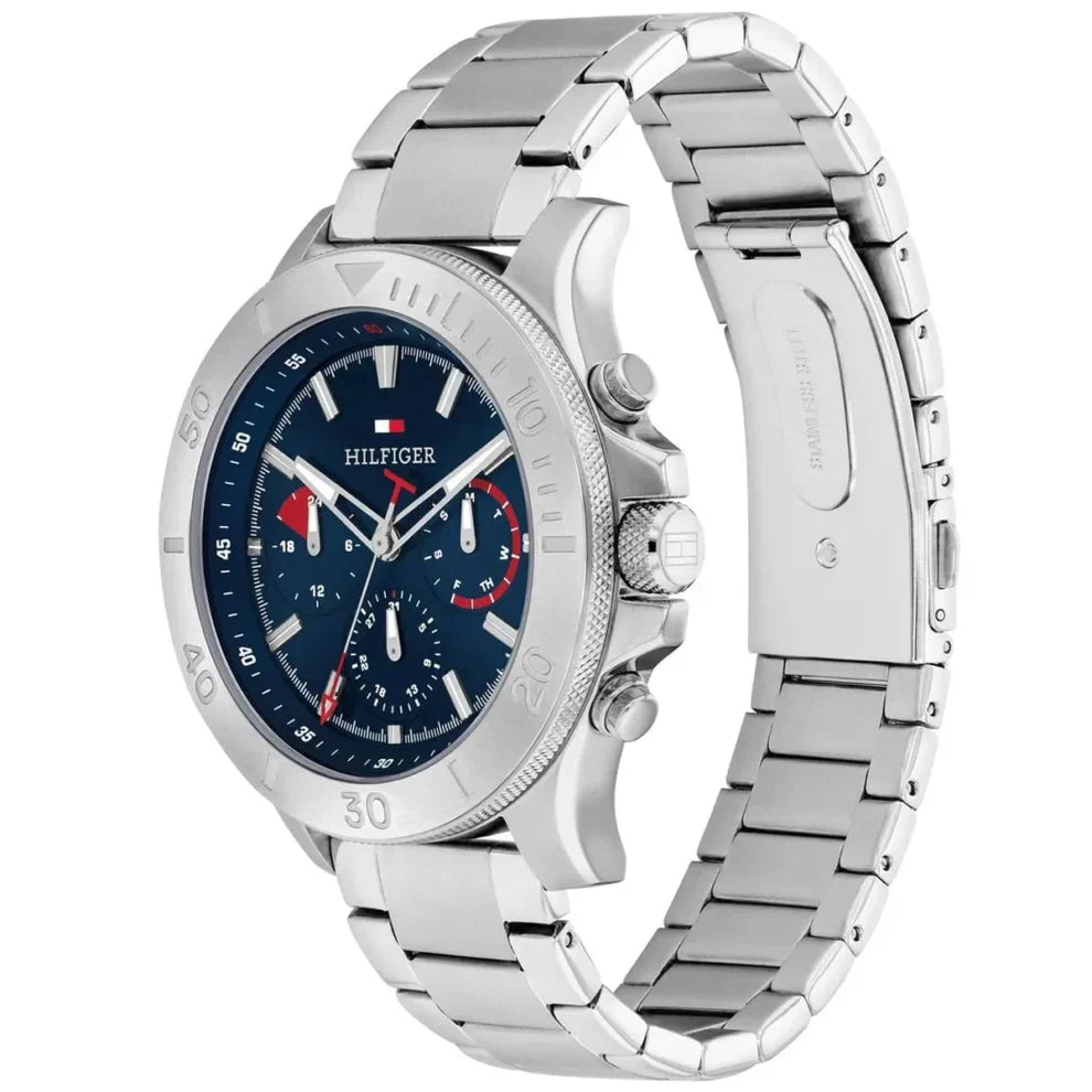 Tommy Hilfiger Bryan 1792113 Men's Silver Case Blue Dial Steel Watch