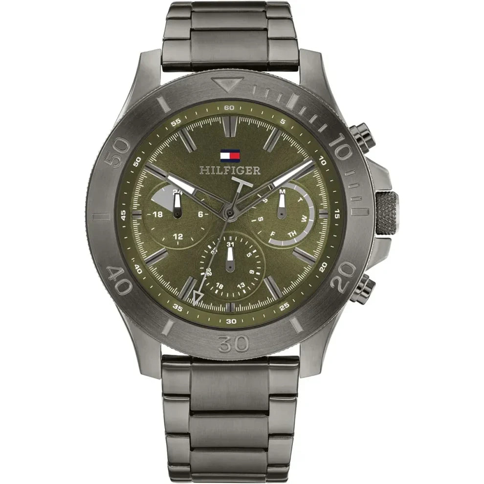 Tommy Hilfiger Bryan 1792115 Men's Gunmetal Case Green Dial Watch