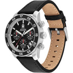 Tommy Hilfiger TH85 1792162 Men's Silver Steel Watch with Black Leather Strap