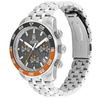 Tommy Hilfiger TH85 1792186 Men's Silver Steel Watch with Grey Dial & Orange Bezel