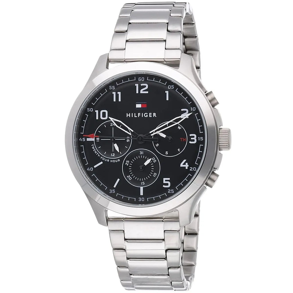 Original Tommy Hilfiger Asher Men's Watch - Silver Steel & Black Dial (1791852)