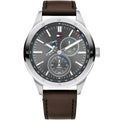 Original Tommy Hilfiger Men's Watch - Silver Case & Dark Brown Leather (1791637)