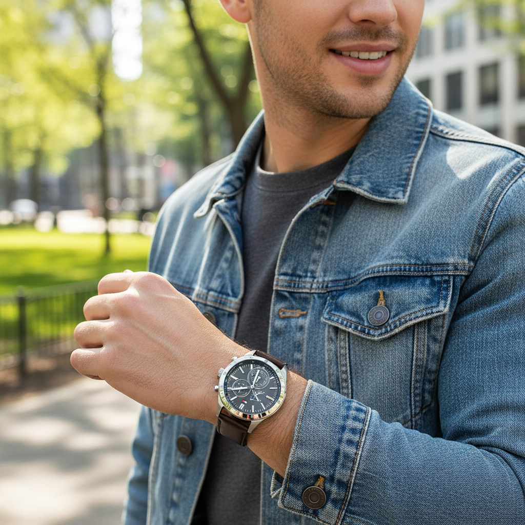 Original Tommy Hilfiger Men's Watch - Silver Case & Dark Brown Leather (1791637)