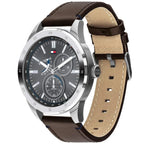 Original Tommy Hilfiger Men's Watch - Silver Case & Dark Brown Leather (1791637)