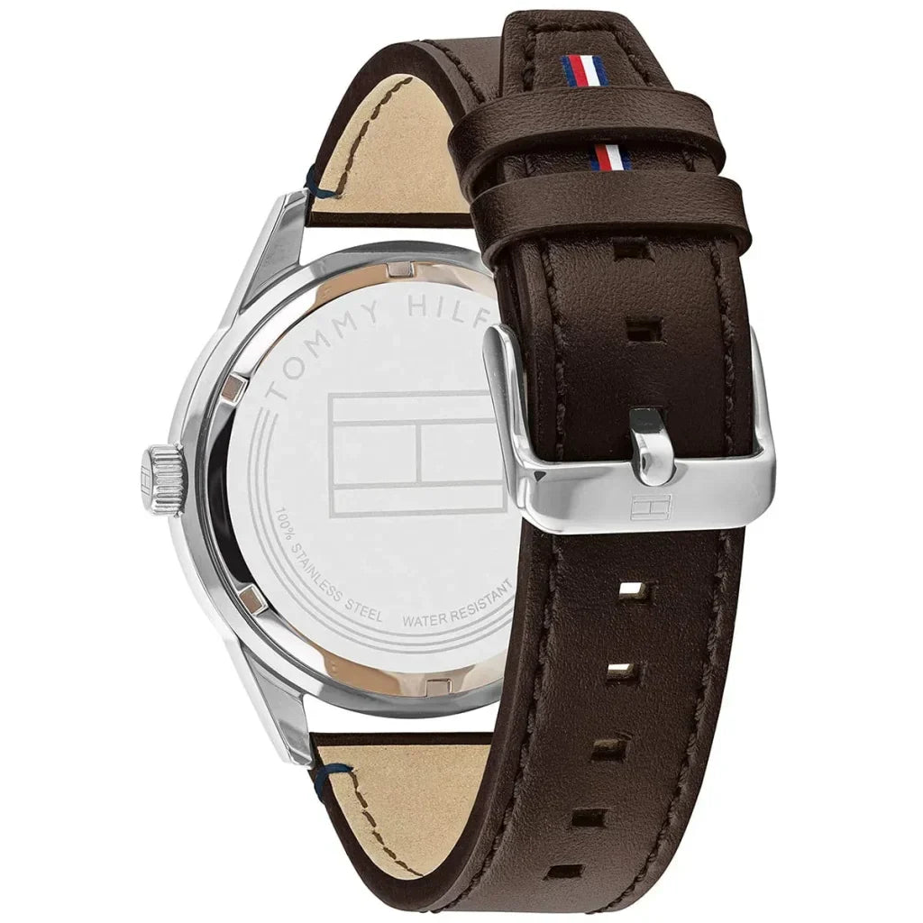 Original Tommy Hilfiger Men's Watch - Silver Case & Dark Brown Leather (1791637)