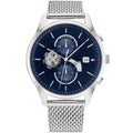Original Tommy Hilfiger Baker Men's Watch - Silver Mesh Steel & Navy Dial (1710504)