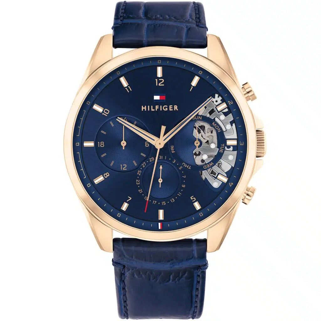 Original Tommy Hilfiger Baker Men's Watch - Gold Case & Navy Blue Leather (1791451)