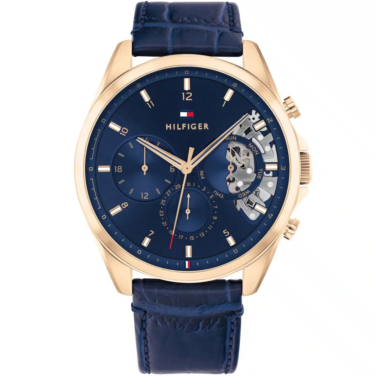 Original Tommy Hilfiger Baker Men's Watch - Gold Case & Navy Blue Leather (1791451)