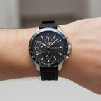 Original Tommy Hilfiger Men's Watch - Silver Case & Black Rubber (1791724)