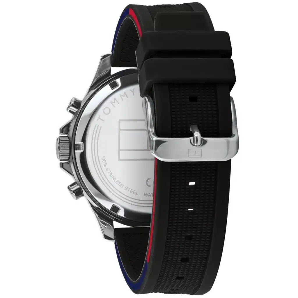 Original Tommy Hilfiger Men's Watch - Silver Case & Black Rubber (1791724)