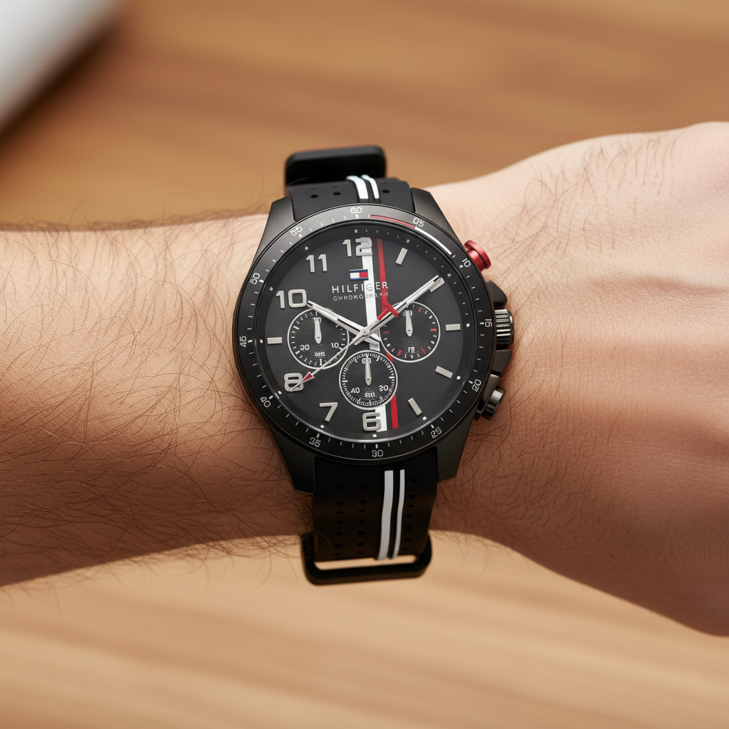 Original Tommy Hilfiger Men's Watch - All Black Rubber Strap (1792168)