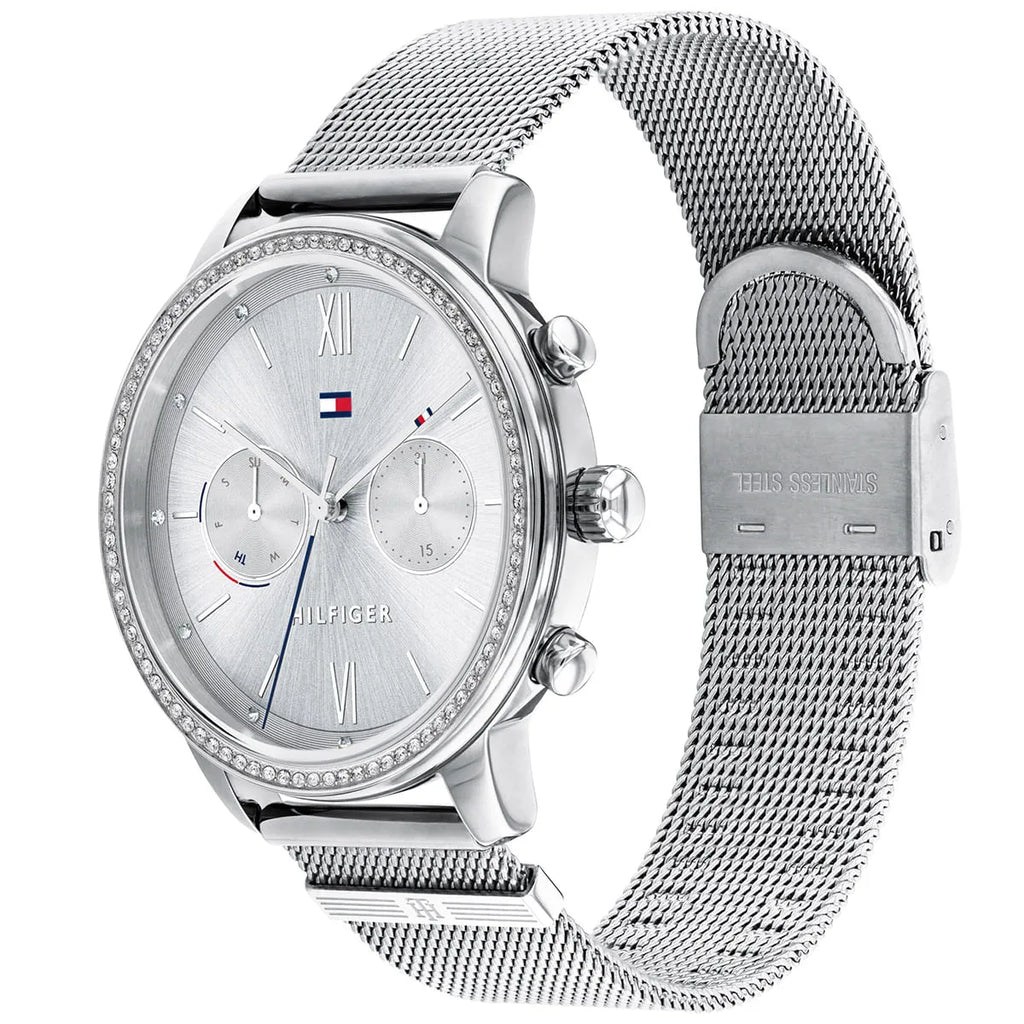 Original Tommy Hilfiger Blake Women's Watch - Silver Mesh Steel & Crystal Bezel (1782301)