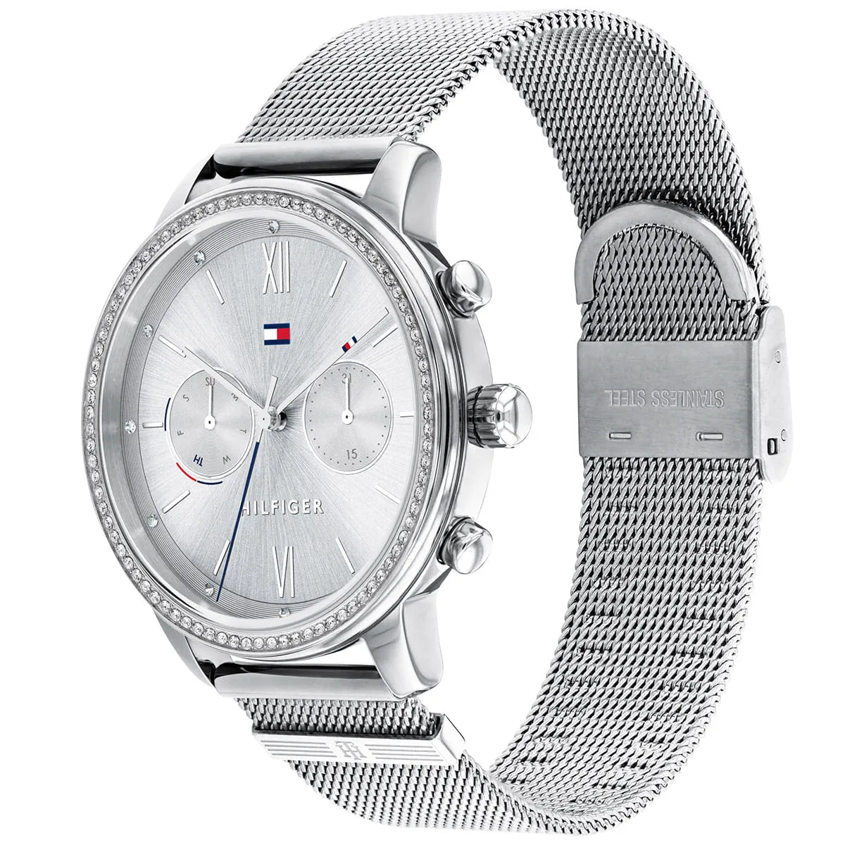 Original Tommy Hilfiger Blake Women's Watch - Silver Mesh Steel & Crystal Bezel (1782301)