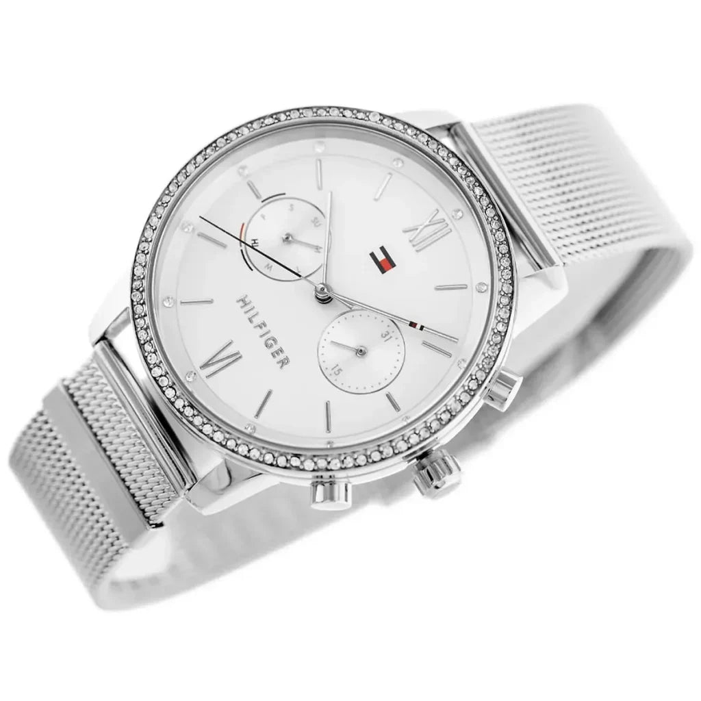 Original Tommy Hilfiger Blake Women's Watch - Silver Mesh Steel & Crystal Bezel (1782301)