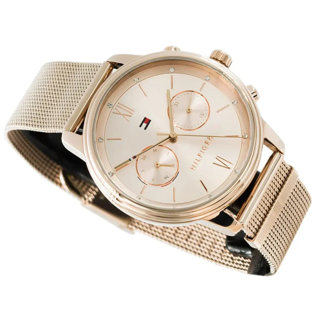 Original Tommy Hilfiger Blake Women's Watch - Gold Mesh Steel & Crystal Bezel (1782303)