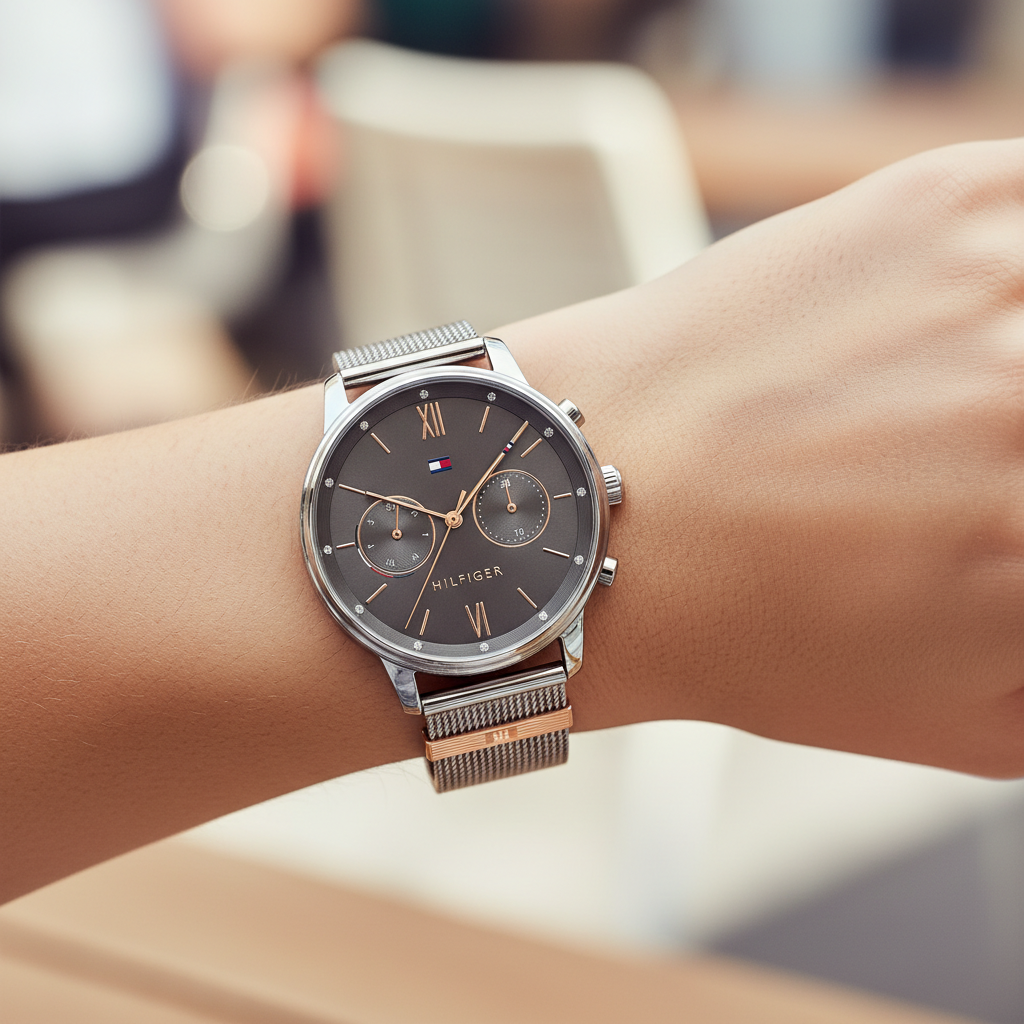 Original Tommy Hilfiger Blake Women's Watch - Grey Mesh Steel & Crystal Bezel (1782304)