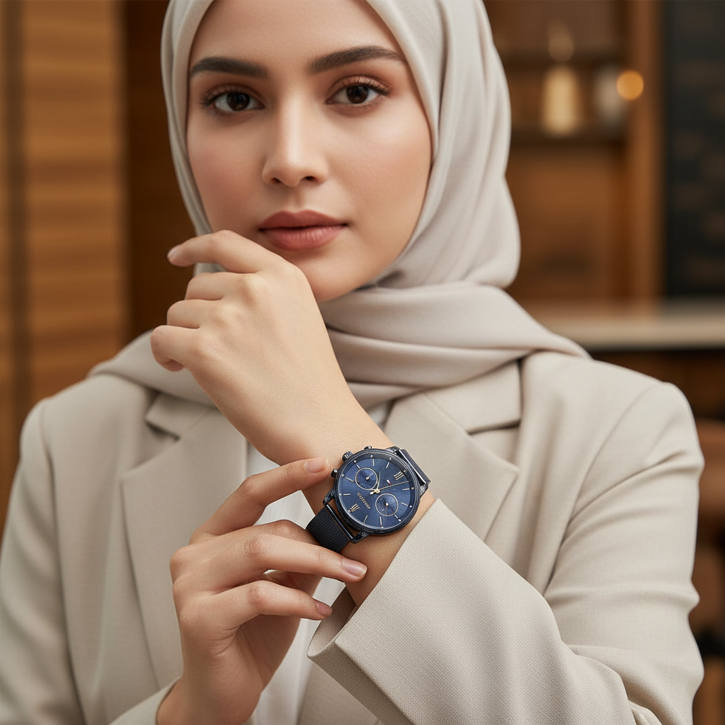 Original Tommy Hilfiger Blake Women's Watch - Navy Mesh Steel & Crystal Bezel (1782305)