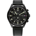 Original Tommy Hilfiger Carlyle Men's Watch - All Black Case & Leather Strap (1792004)