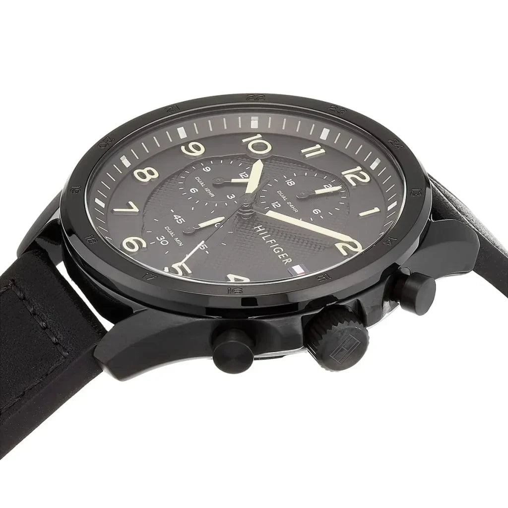 Original Tommy Hilfiger Carlyle Men's Watch - All Black Case & Leather Strap (1792004)
