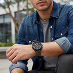 Original Tommy Hilfiger Carlyle Men's Watch - Black Case & Olive Green Canvas Strap (1792006)
