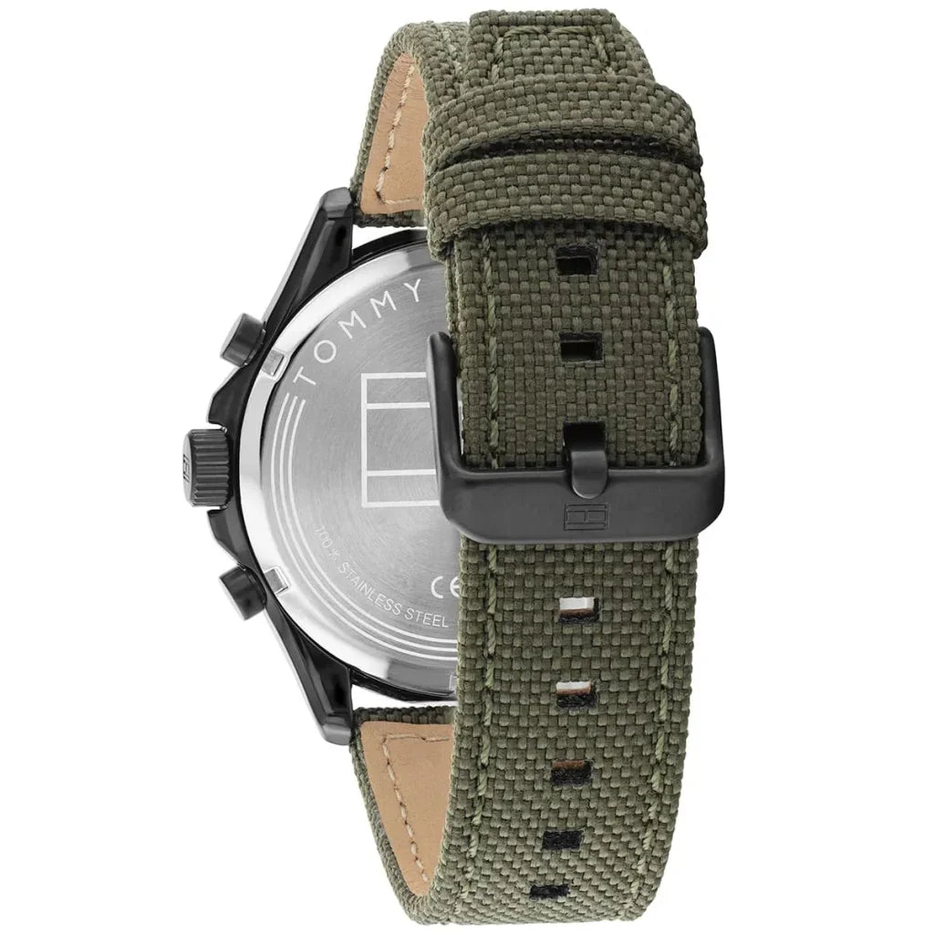 Original Tommy Hilfiger Carlyle Men's Watch - Black Case & Olive Green Canvas Strap (1792006)