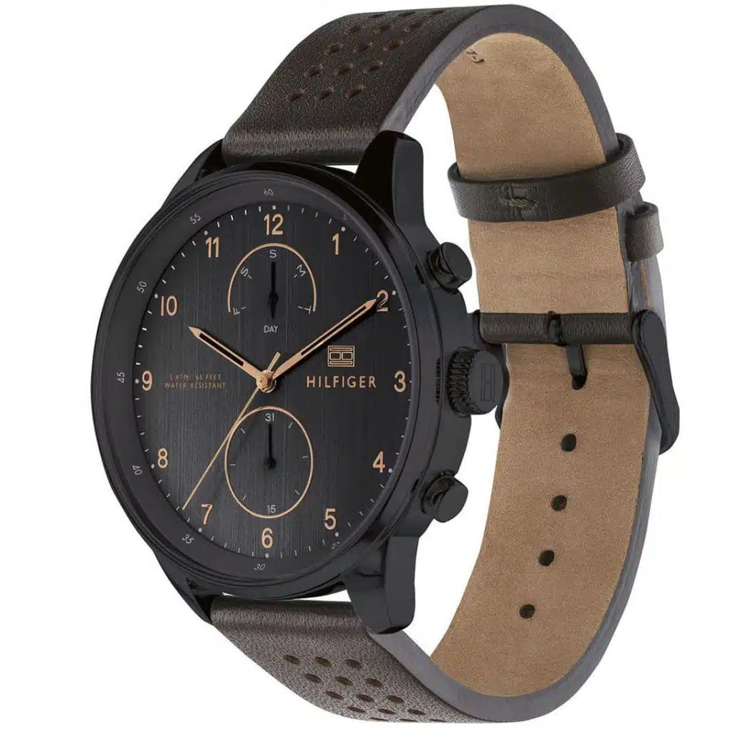 Original Tommy Hilfiger Chase Men's Watch - Black Case & Brown Leather (1791577)