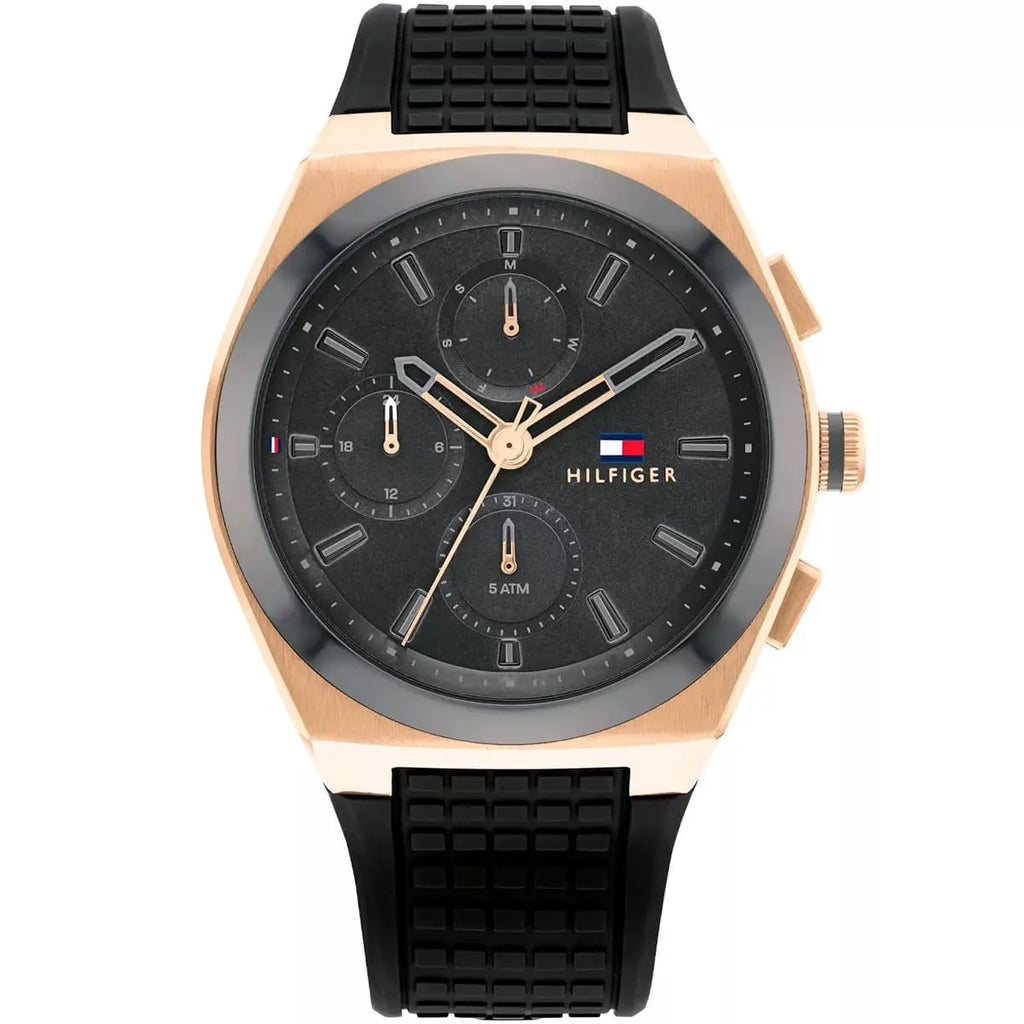 Original Tommy Hilfiger Connor Men's Watch - Gold Case & Black Rubber Strap (1791931)