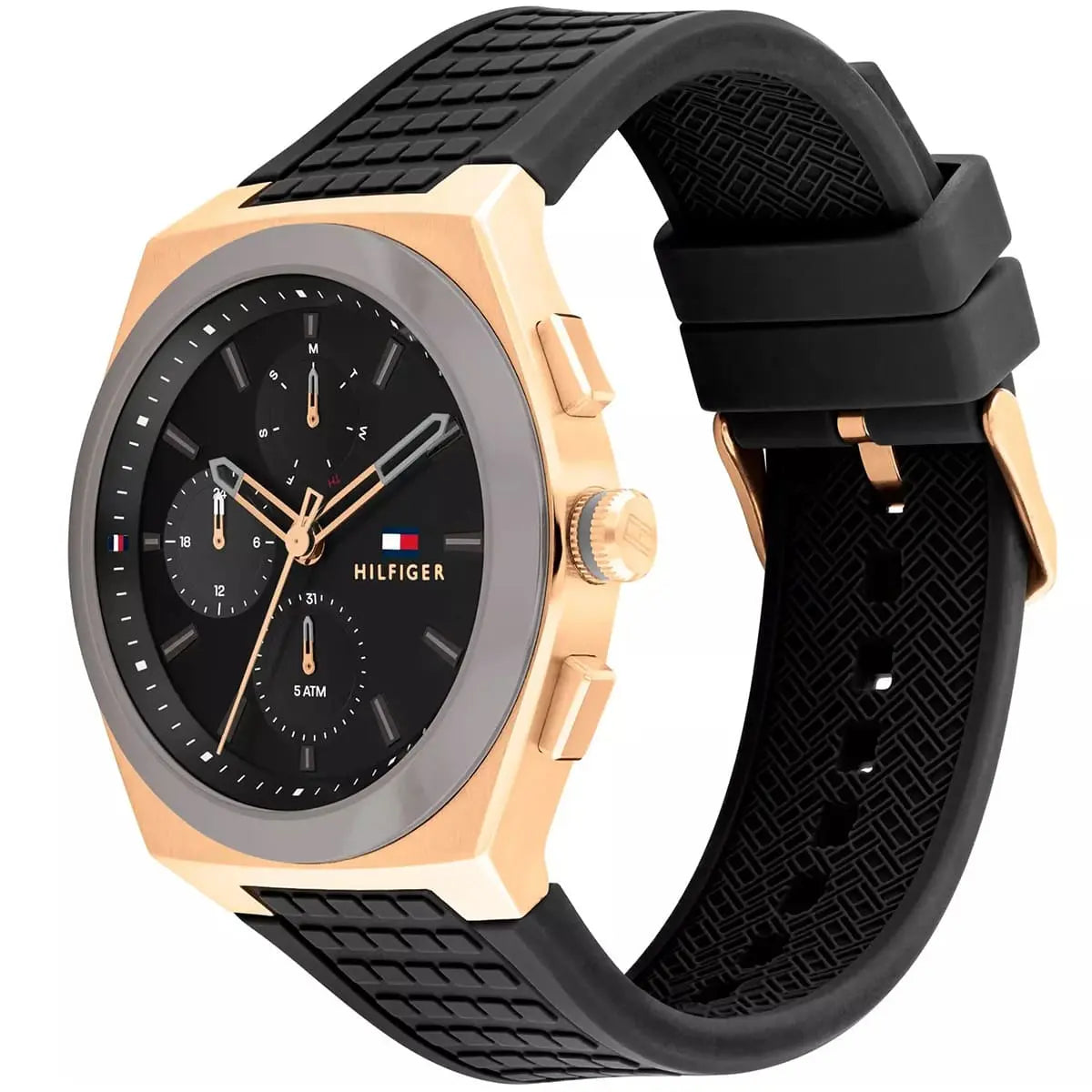 Original Tommy Hilfiger Connor Men's Watch - Gold Case & Black Rubber Strap (1791931)