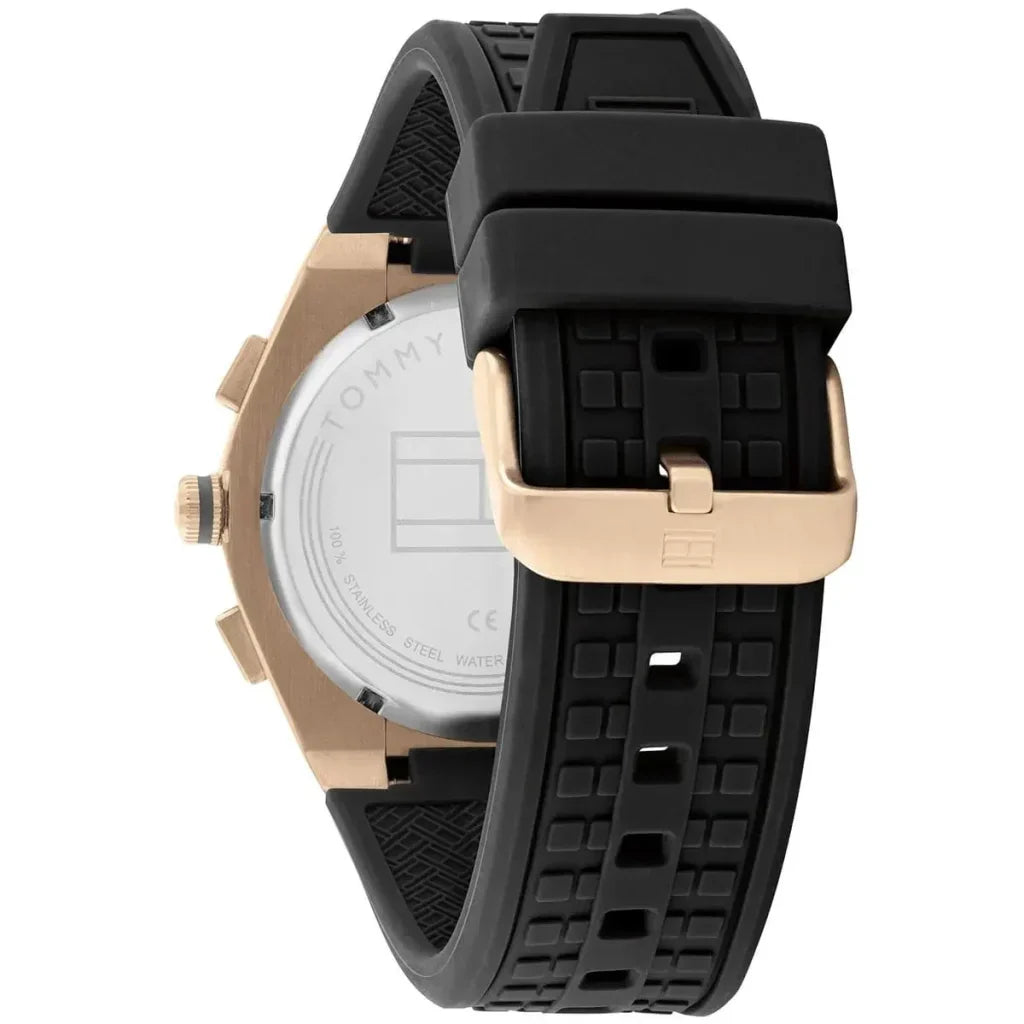 Original Tommy Hilfiger Connor Men's Watch - Gold Case & Black Rubber Strap (1791931)