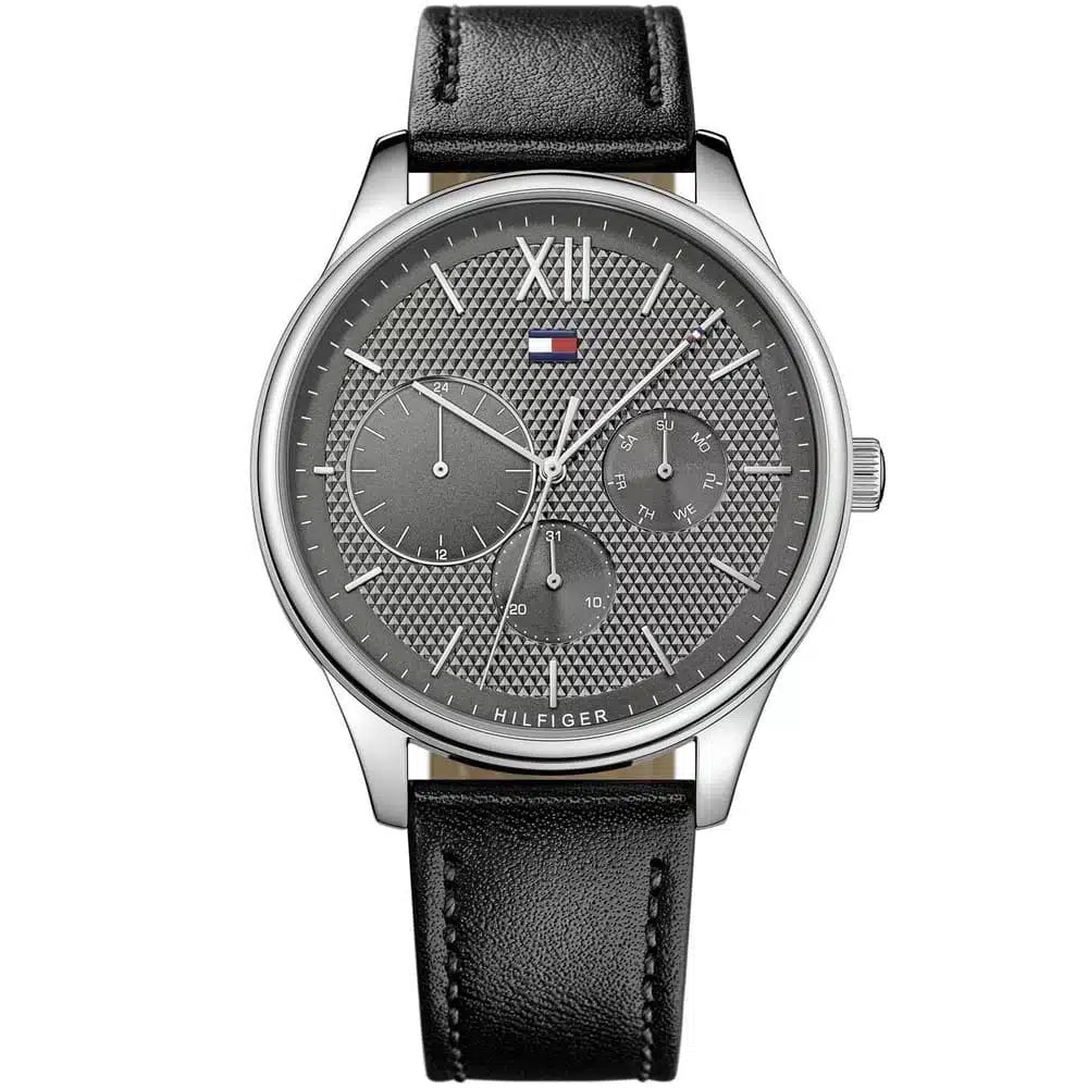 Original Tommy Hilfiger Men's Watch - Silver Case & Black Leather (1791417)