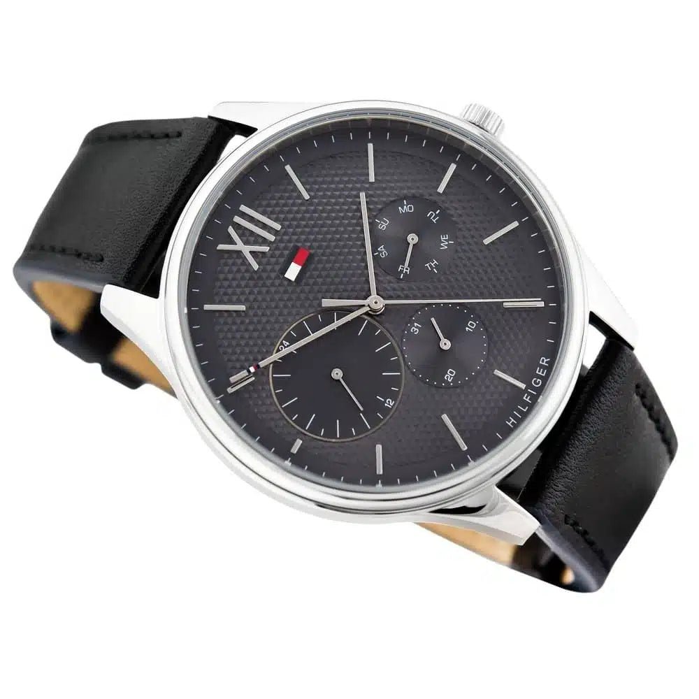 Original Tommy Hilfiger Men's Watch - Silver Case & Black Leather (1791417)
