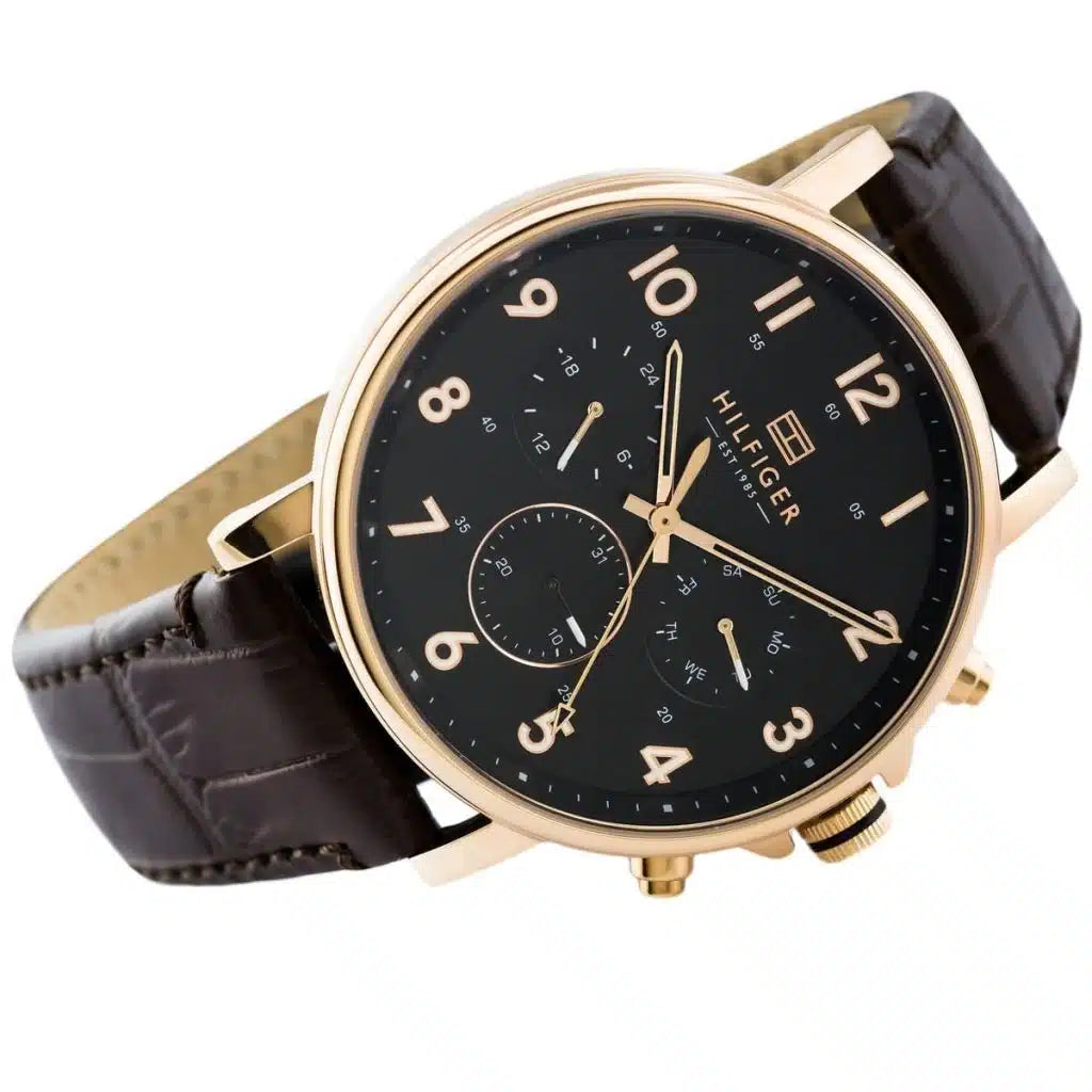 Original Tommy Hilfiger Daniel Men's Watch - Gold Case & Dark Brown Leather (1710379)