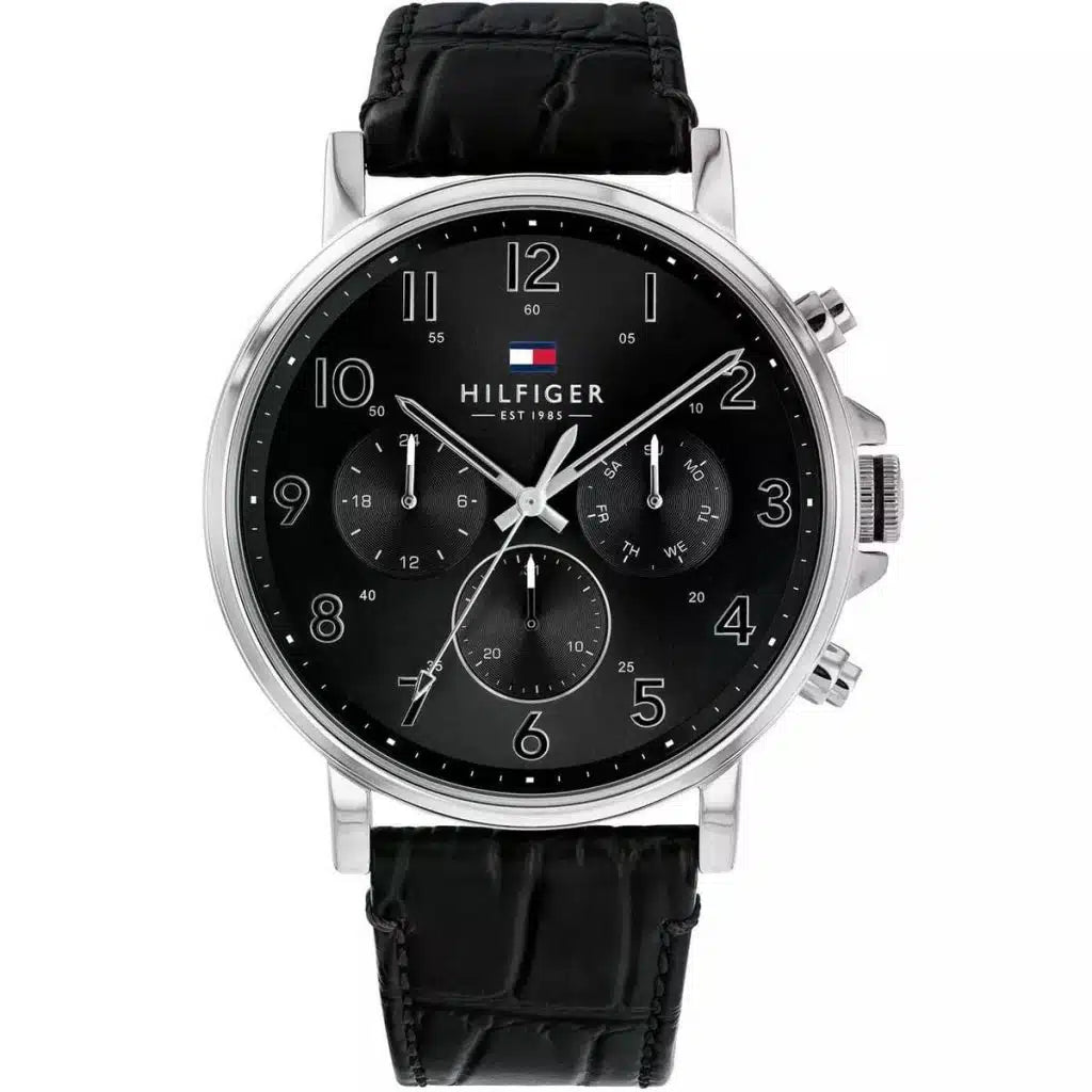 Original Tommy Hilfiger Men's Watch - Silver Case & Black Leather (1710381)