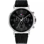 Original Tommy Hilfiger Men's Watch - Silver Case & Black Leather (1710381)
