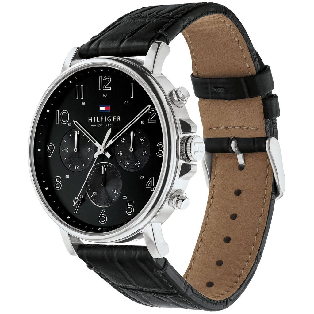 Original Tommy Hilfiger Men's Watch - Silver Case & Black Leather (1710381)