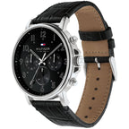 Original Tommy Hilfiger Men's Watch - Silver Case & Black Leather (1710381)