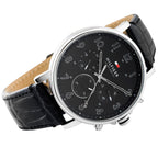 Original Tommy Hilfiger Men's Watch - Silver Case & Black Leather (1710381)