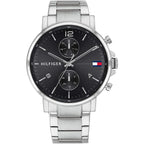 ساعة تومي هيلفيغر دانيال الأصلية للرجال - ستانلس ستيل فضي ومينا أسود (1710413)