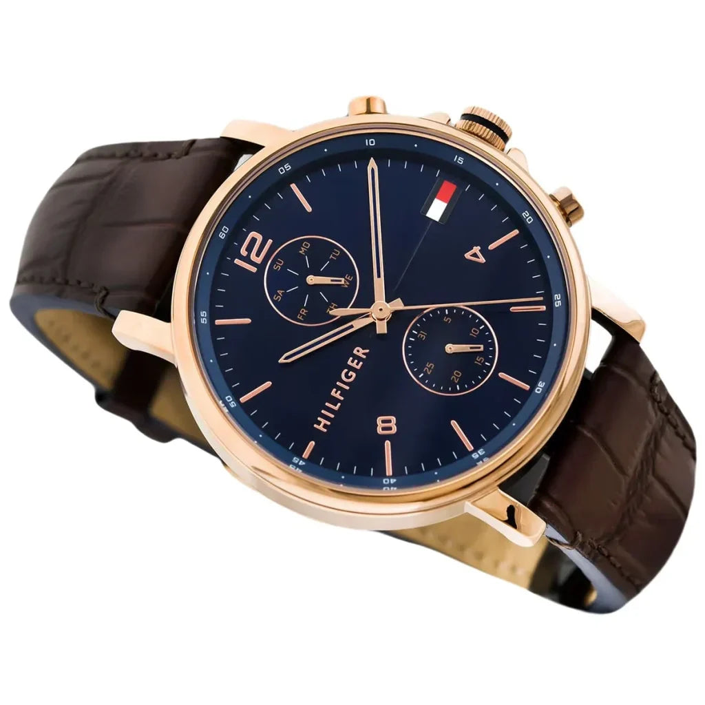 Original Tommy Hilfiger Men's Watch - Rose Gold Case & Brown Leather (1710418)