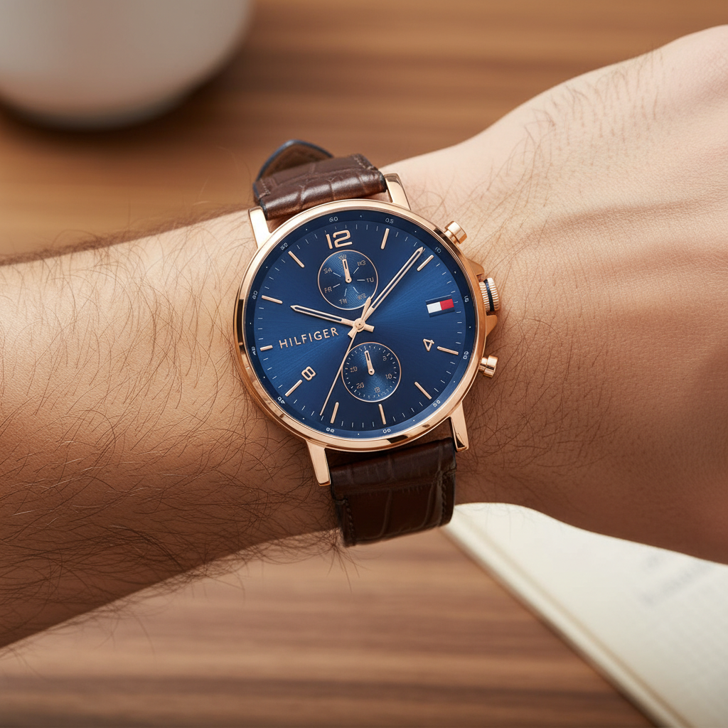 Original Tommy Hilfiger Men's Watch - Rose Gold Case & Brown Leather (1710418)