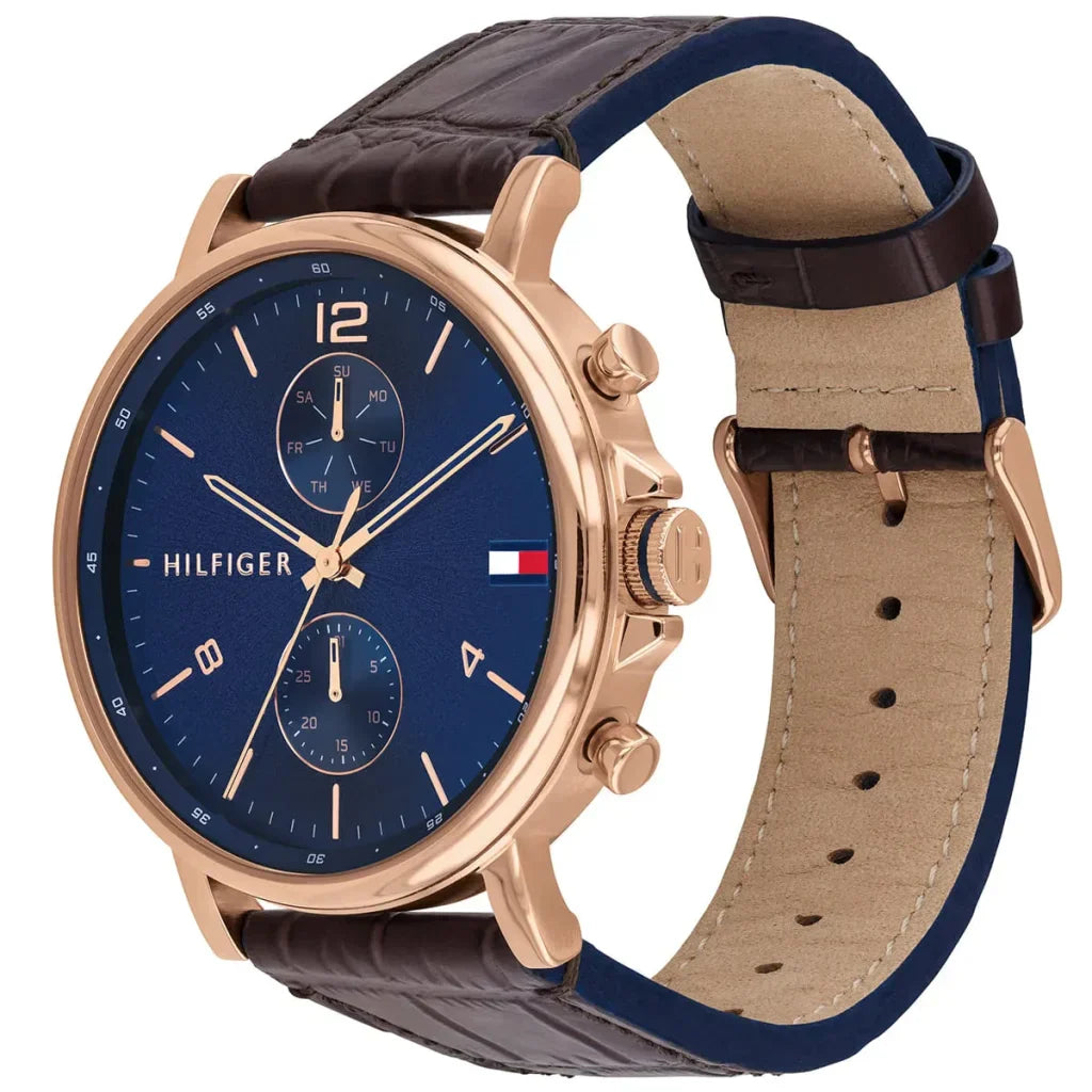 Original Tommy Hilfiger Men's Watch - Rose Gold Case & Brown Leather (1710418)
