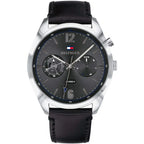 Original Tommy Hilfiger Men's Watch - Silver Case & Black Leather (1791548)