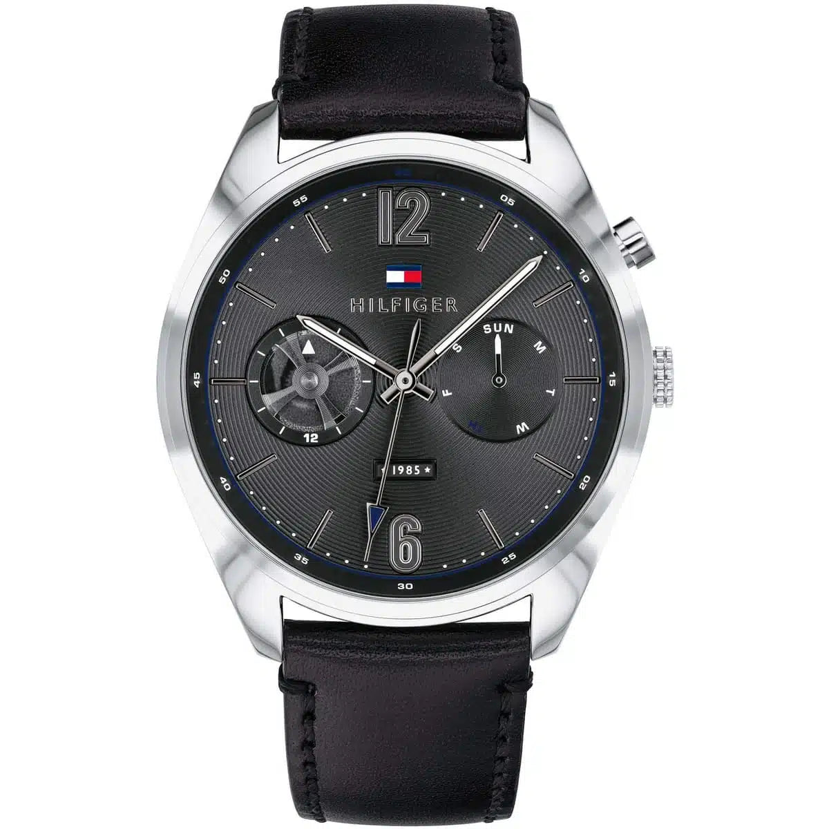 Original Tommy Hilfiger Men's Watch - Silver Case & Black Leather (1791548)