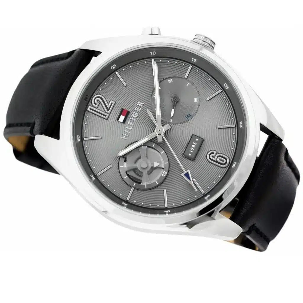 Original Tommy Hilfiger Men's Watch - Silver Case & Black Leather (1791548)